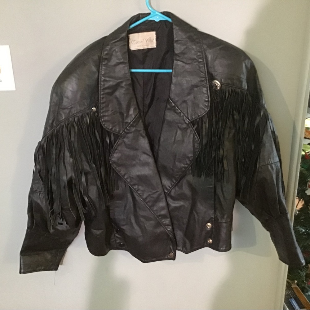 Ocean West leather tassel jacket Canadian made.